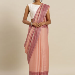 Stylee Lifestyle Peach Tussar Silk Printed Saree