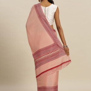 Stylee Lifestyle Peach Tussar Silk Printed Saree