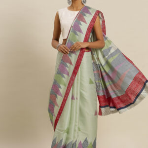 Stylee Lifestyle Green Tussar Silk Printed Saree
