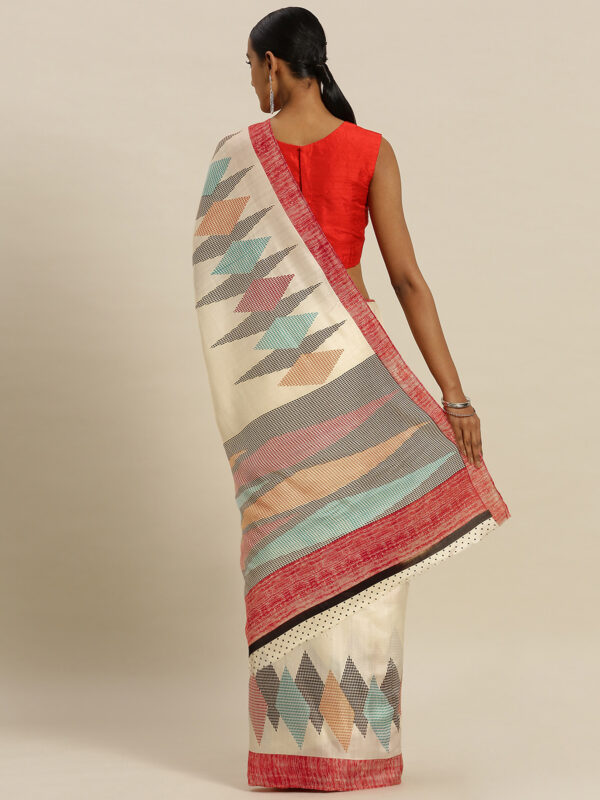 Stylee Lifestyle Cream Tussar Silk Printed Saree