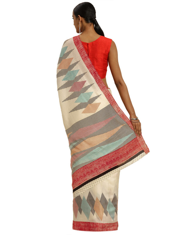 Stylee Lifestyle Cream Tussar Silk Printed Saree