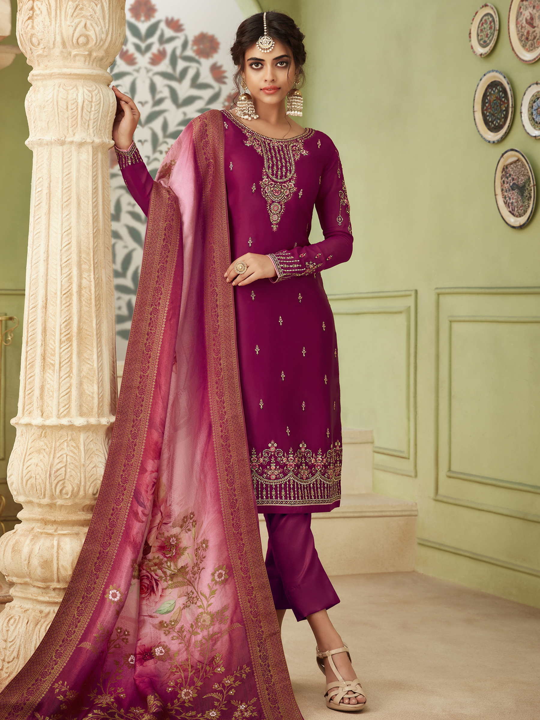 Bipson Riya 1796 Catalog Exclusive Wear Jam Satin Dress Women Dress  Materials