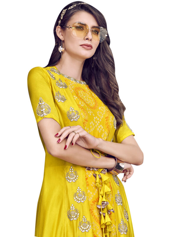 Stylee Lifestyle Yellow Tussar Embroidered Dress Material