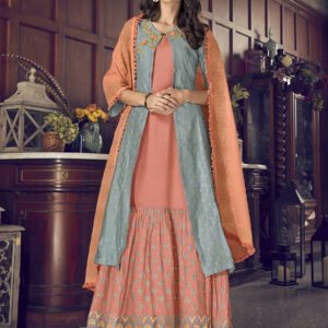 Stylee Lifestyle Turquoise Blue Chanderi Silk Embroidered Dress Material