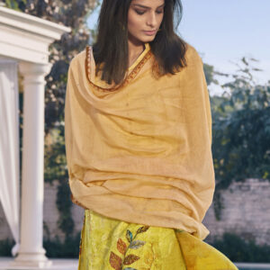 Stylee Lifestyle Yellow Satin Printed Dress Material