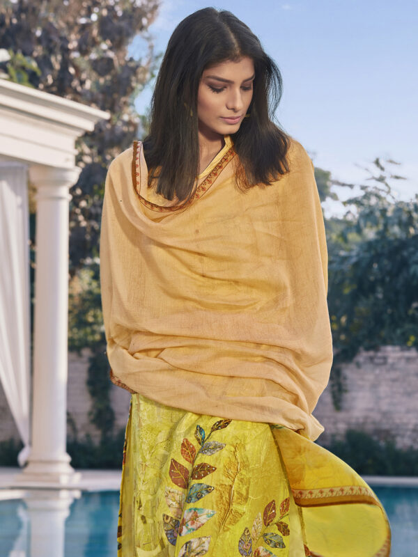 Stylee Lifestyle Yellow Satin Printed Dress Material