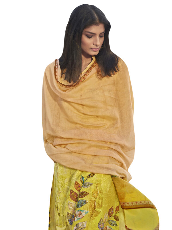 Stylee Lifestyle Yellow Satin Printed Dress Material