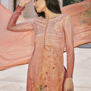 Stylee Lifestyle Rust Satin Printed Dress Material