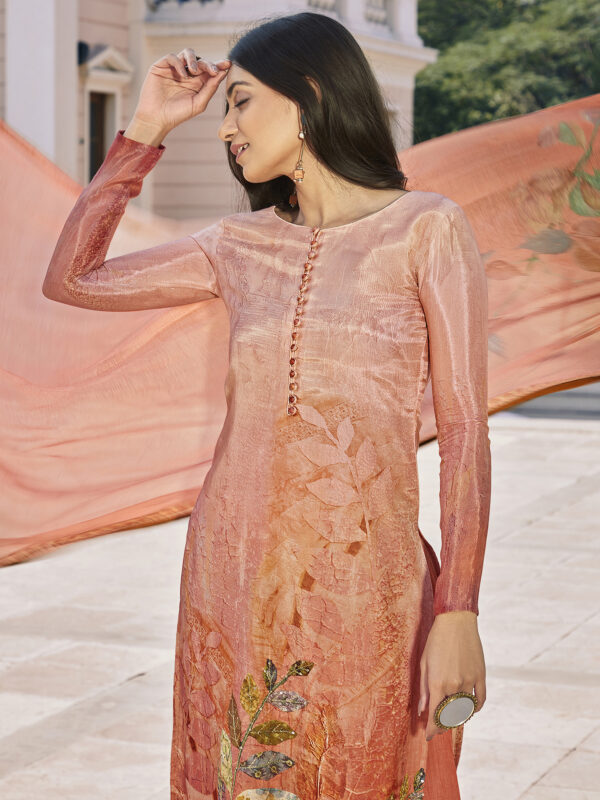 Stylee Lifestyle Rust Satin Printed Dress Material