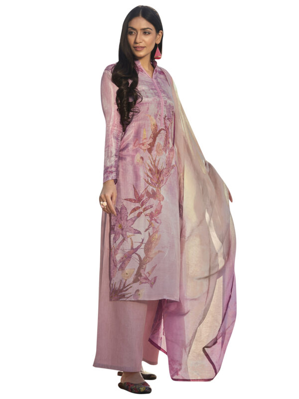 Stylee Lifestyle Pink Satin Printed Dress Material