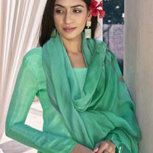 Stylee Lifestyle Green Satin Printed Dress Material