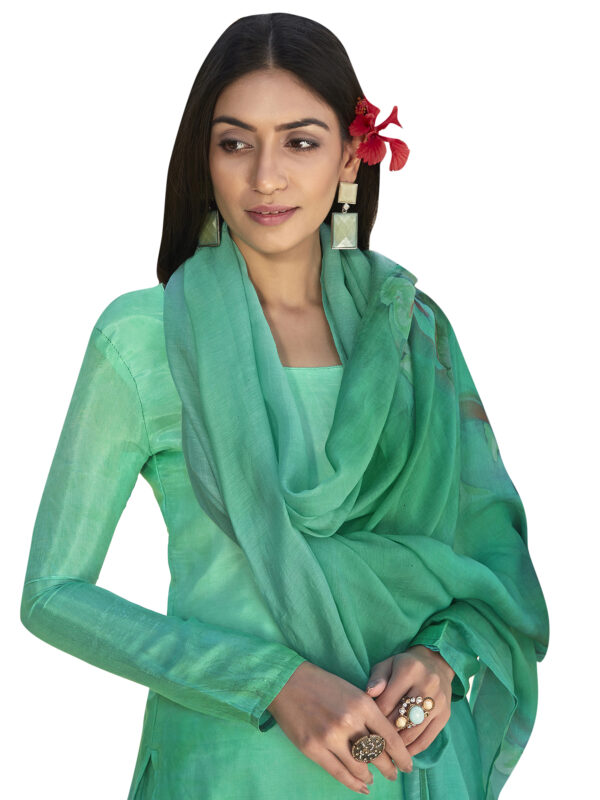 Stylee Lifestyle Green Satin Printed Dress Material