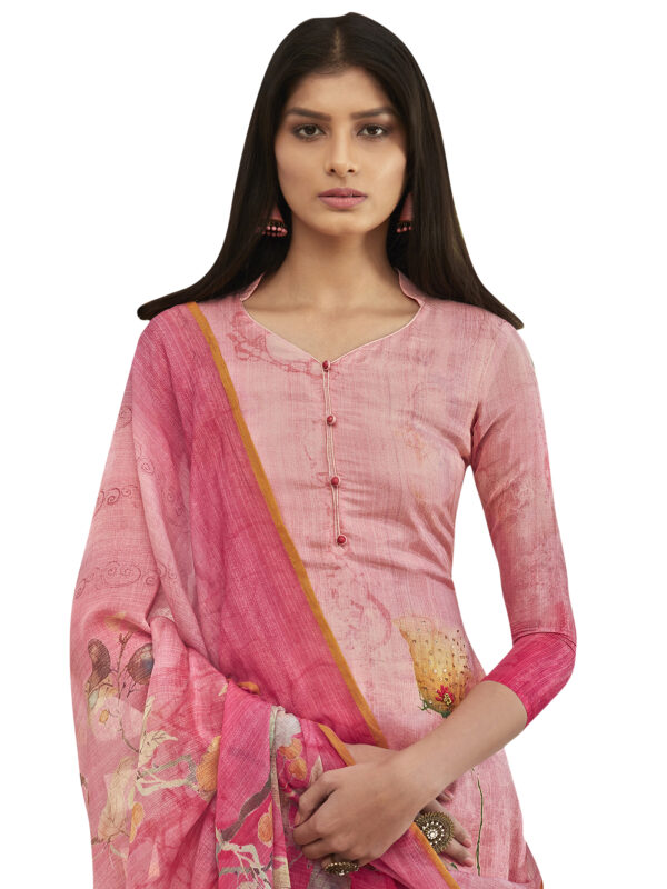 Stylee Lifestyle Pink Satin Printed Dress Material
