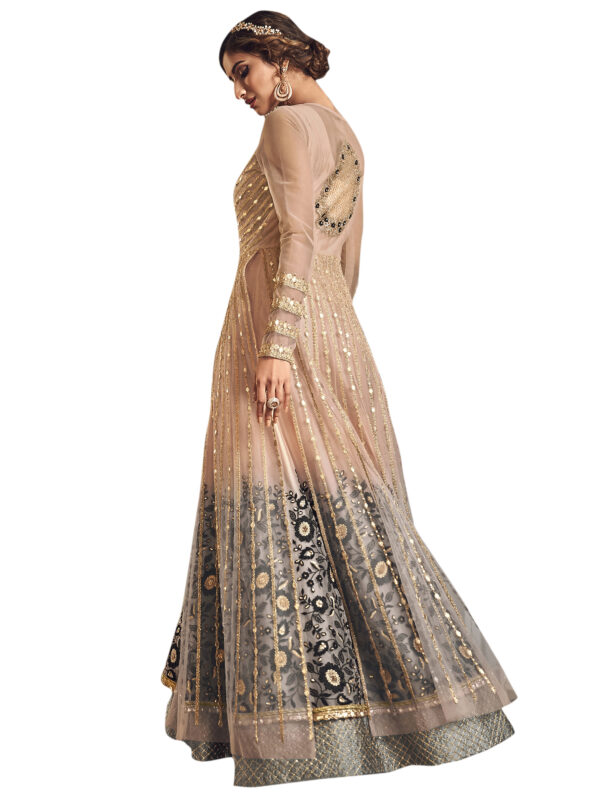 Stylee Lifestyle Peach Net Embroidered Dress Material