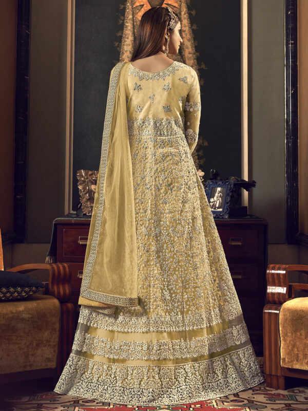 Stylee Lifestyle Yellow Net Embroidered Dress Material