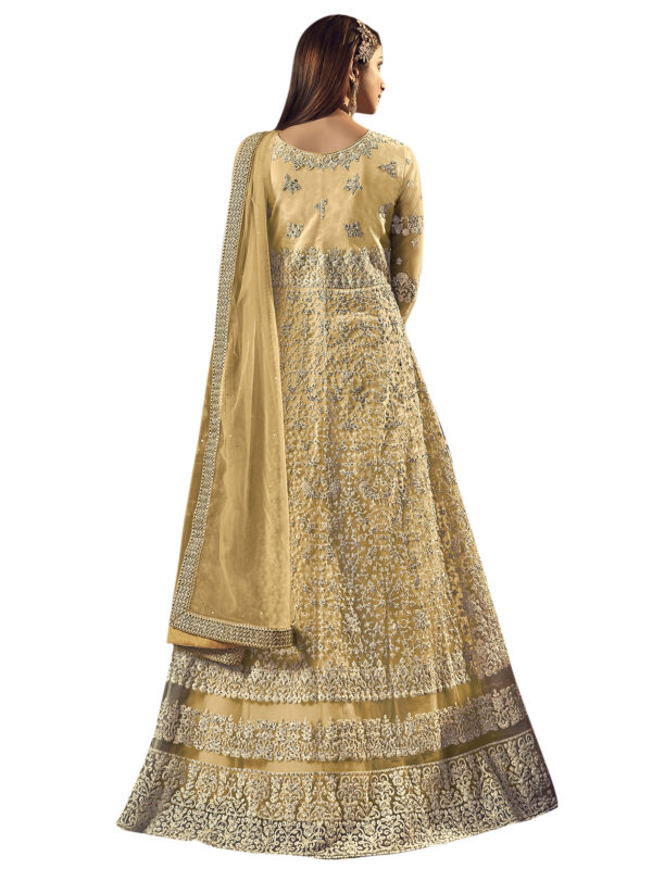 Stylee Lifestyle Yellow Net Embroidered Dress Material