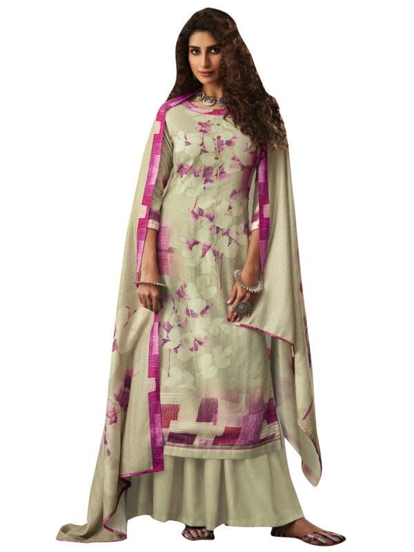 Stylee Lifestyle Green Pashmina Printed Dress Material