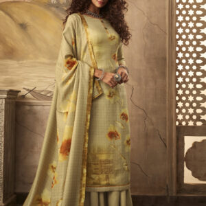 Stylee Lifestyle Yellow Pashmina Printed Dress Material