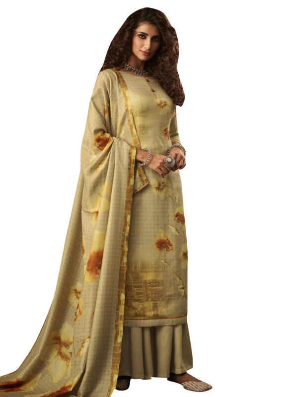 Stylee Lifestyle Yellow Pashmina Printed Dress Material