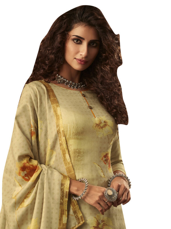 Stylee Lifestyle Yellow Pashmina Printed Dress Material