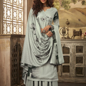 Stylee Lifestyle Grey Pashmina Printed Dress Material