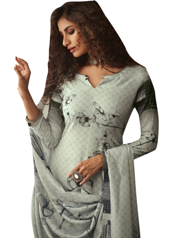 Stylee Lifestyle Grey Pashmina Printed Dress Material