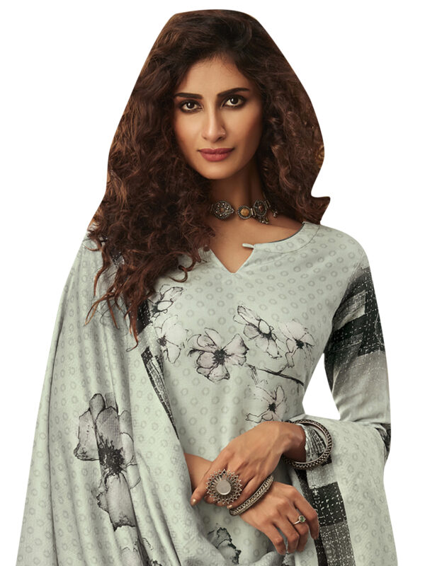 Stylee Lifestyle Grey Pashmina Printed Dress Material