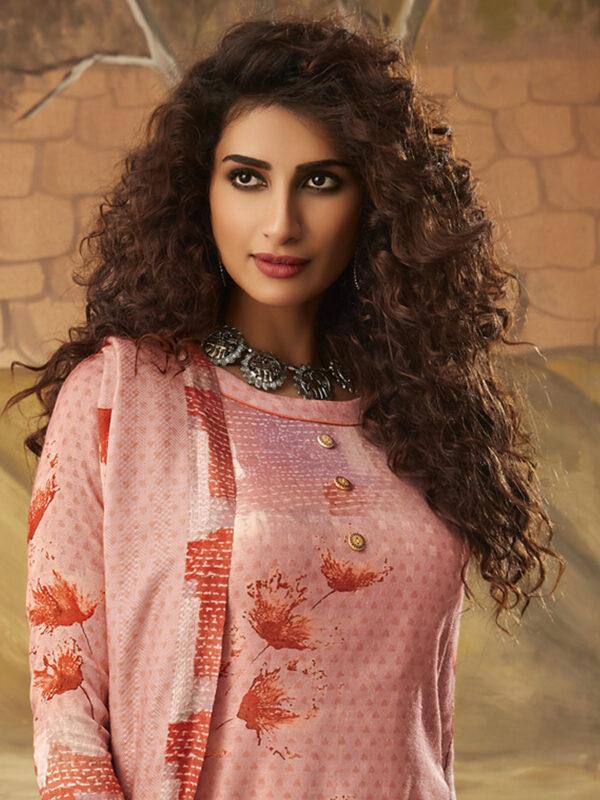 Stylee Lifestyle Peach Pashmina Printed Dress Material