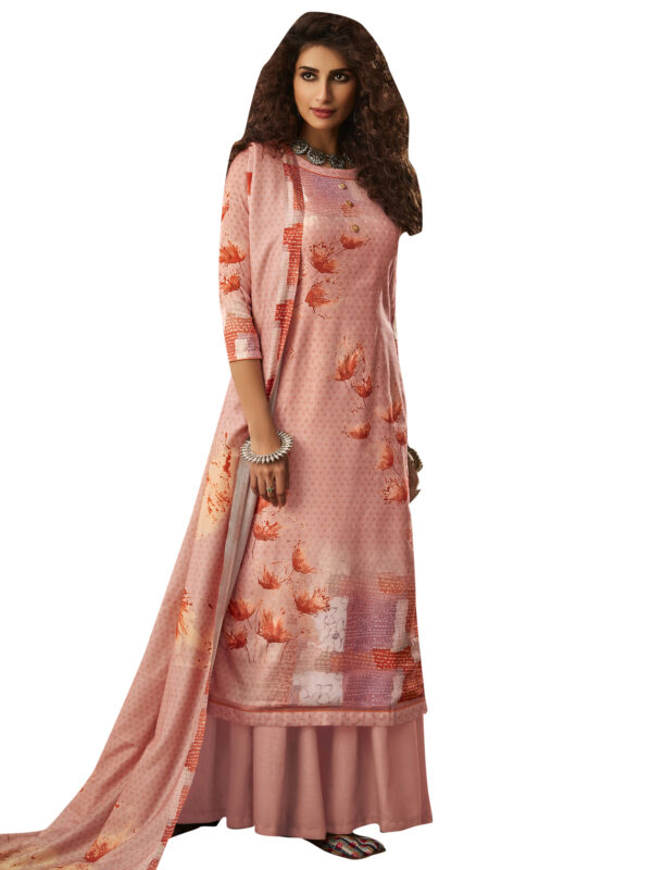 Stylee Lifestyle Peach Pashmina Printed Dress Material