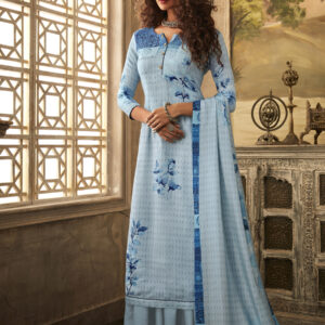 Stylee Lifestyle Blue Pashmina Printed Dress Material