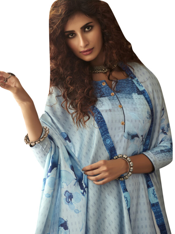 Stylee Lifestyle Blue Pashmina Printed Dress Material