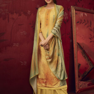 Stylee Lifestyle Yellow Pashmina Printed Dress Material