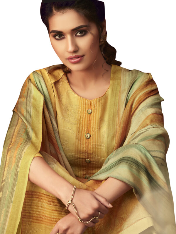 Stylee Lifestyle Yellow Pashmina Printed Dress Material