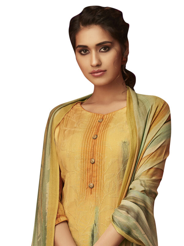 Stylee Lifestyle Yellow Pashmina Printed Dress Material