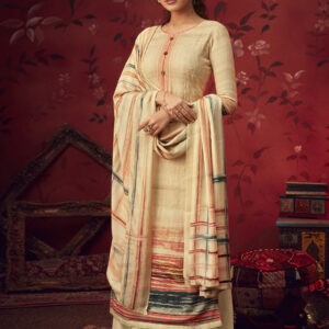 Stylee Lifestyle Beige Pashmina Printed Dress Material