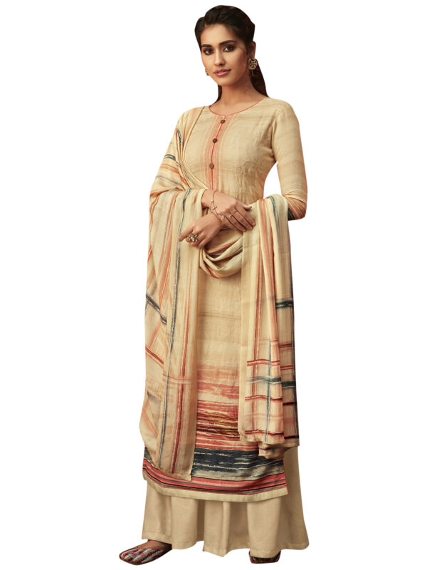 Stylee Lifestyle Beige Pashmina Printed Dress Material