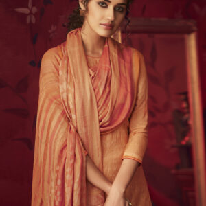 Stylee Lifestyle Orange Pashmina Printed Dress Material