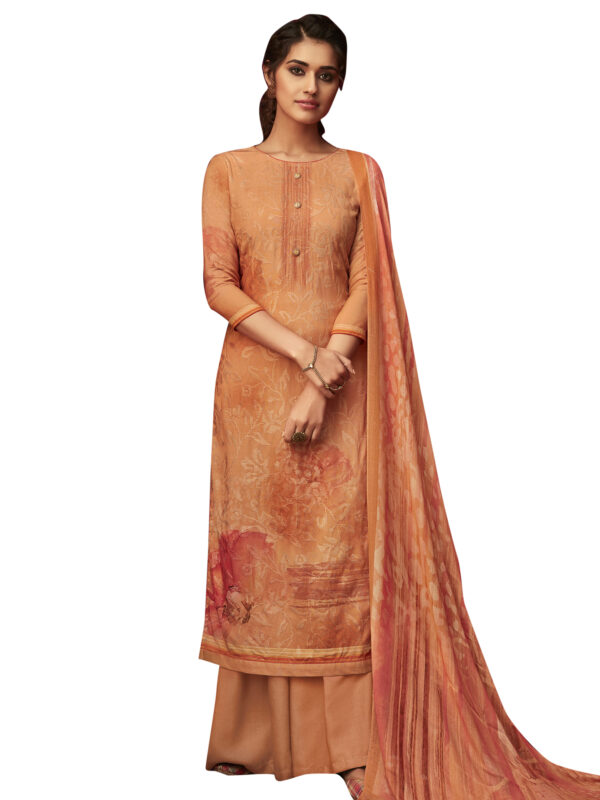 Stylee Lifestyle Orange Pashmina Printed Dress Material