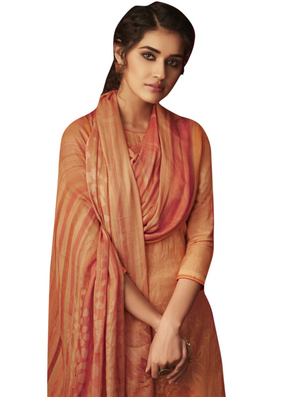 Stylee Lifestyle Orange Pashmina Printed Dress Material