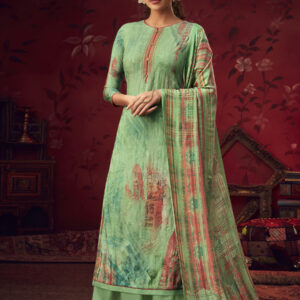 Stylee Lifestyle Green Pashmina Printed Dress Material