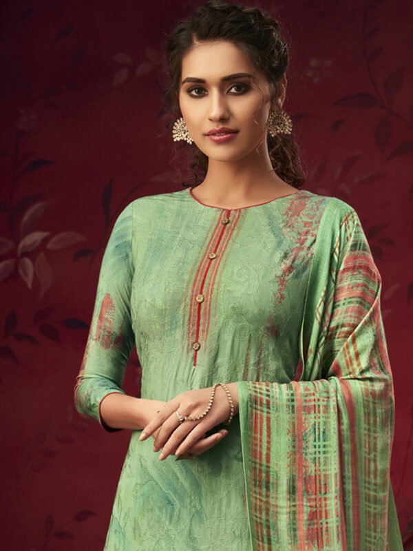 Stylee Lifestyle Green Pashmina Printed Dress Material