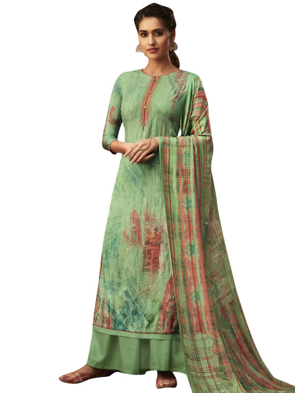 Stylee Lifestyle Green Pashmina Printed Dress Material