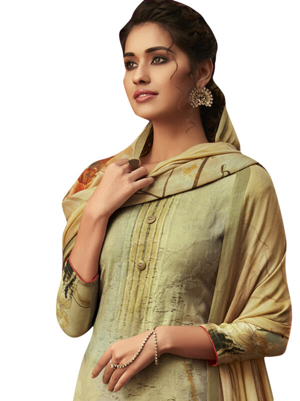 Stylee Lifestyle Green Pashmina Printed Dress Material