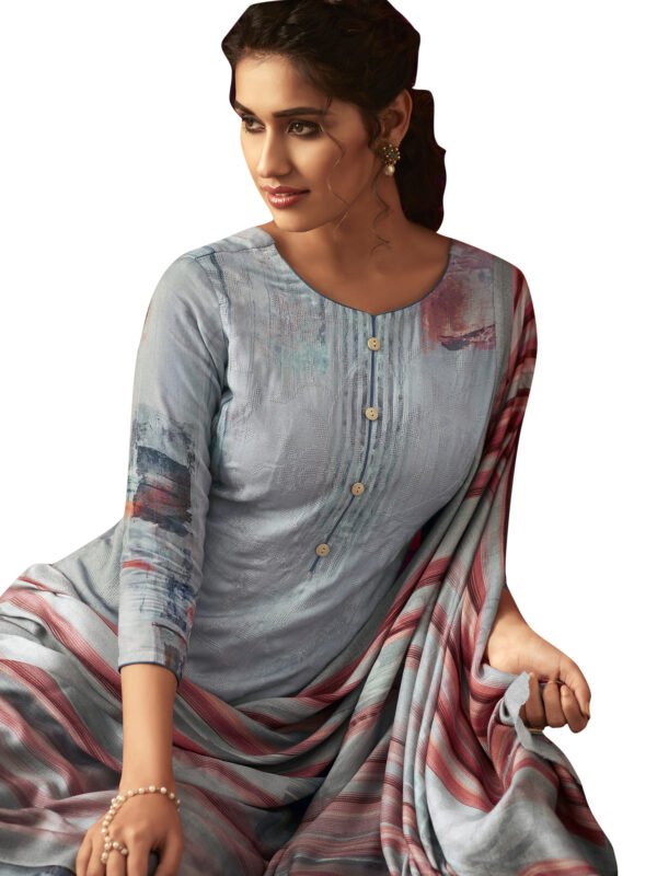 Stylee Lifestyle Grey Pashmina Printed Dress Material