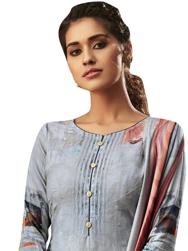 Stylee Lifestyle Grey Pashmina Printed Dress Material