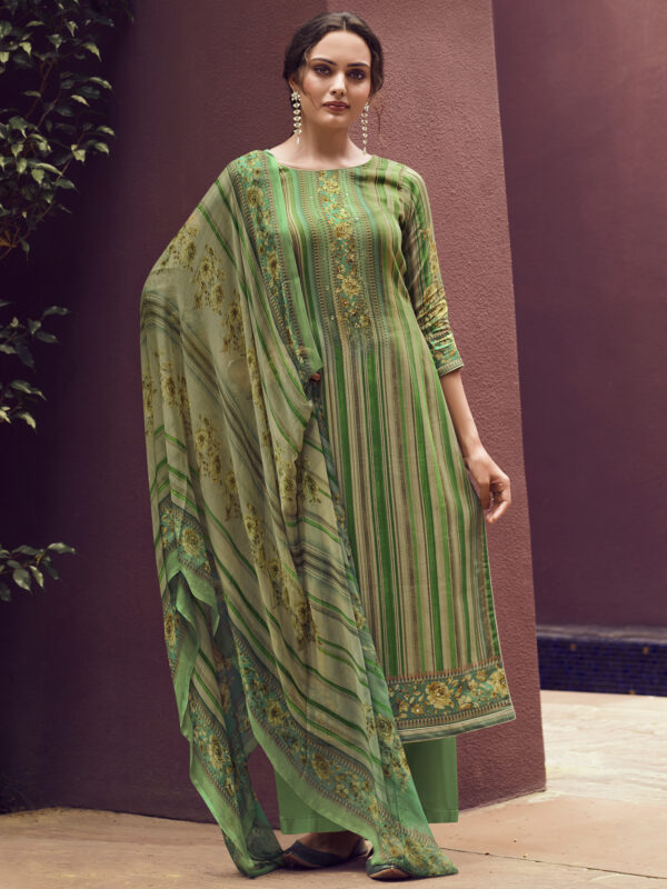 Stylee Lifestyle Green Pashmina Printed Dress Material