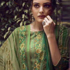 Stylee Lifestyle Green Pashmina Printed Dress Material