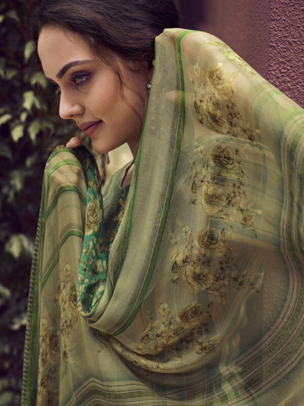 Stylee Lifestyle Green Pashmina Printed Dress Material