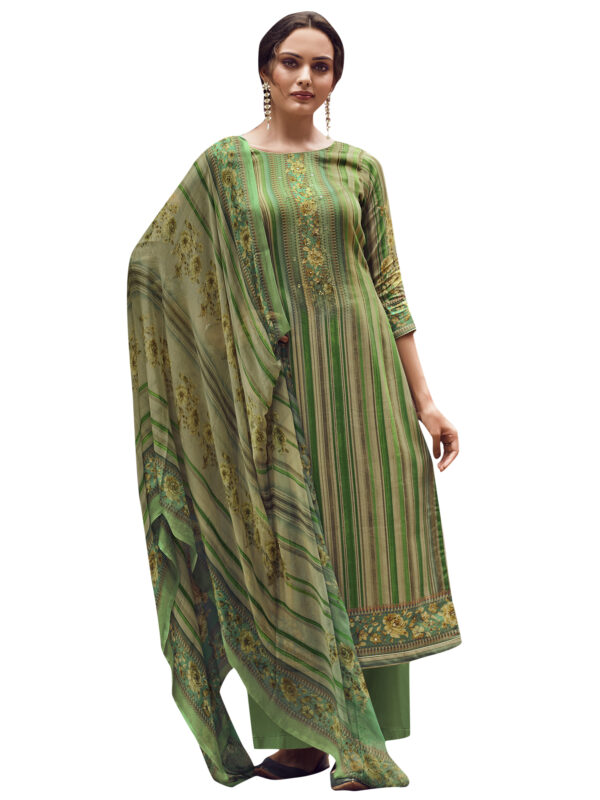 Stylee Lifestyle Green Pashmina Printed Dress Material