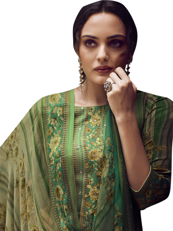 Stylee Lifestyle Green Pashmina Printed Dress Material